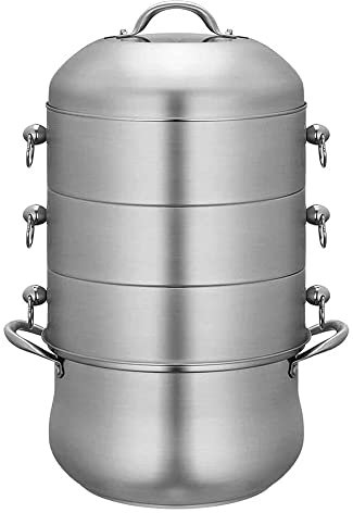 MNSSRN Versiegeltes Lebensmitteldampfer, interne Dampfkreislauf-Edelstahl-Multifunktions-dicker dicker dicker dampfender dreischichtiger dampfer,32cm