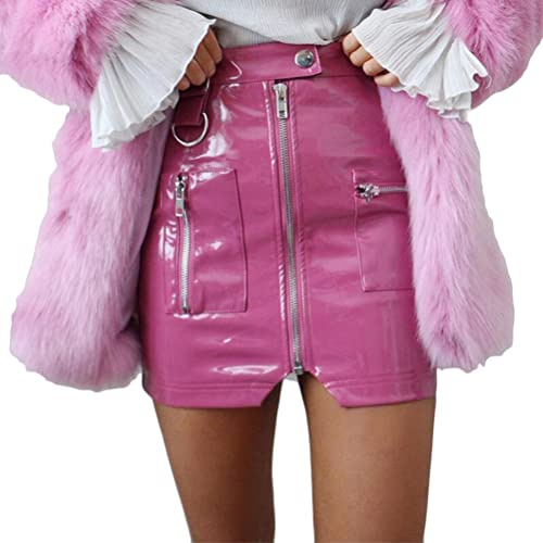 ORANDESIGNE Jupe Courte Femme en Simili Cuir PU Mini Jupe Taille Haute Sexy et Elégant Vintage Jupes Crayon Moulante