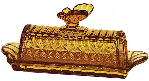 Burriera in Vetro - con Coperchio , Campana per Burro Rettangolare, Perfetto per Pietanze e Pic-Nic, Cucina-21x8.3x9.5cm