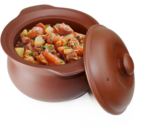 Casserole Clay Hot Pot 3000ml Cooking Serving Soup Simmered Stewed Ceramic Red Yixing Unglazed Lid Jar (Red L)