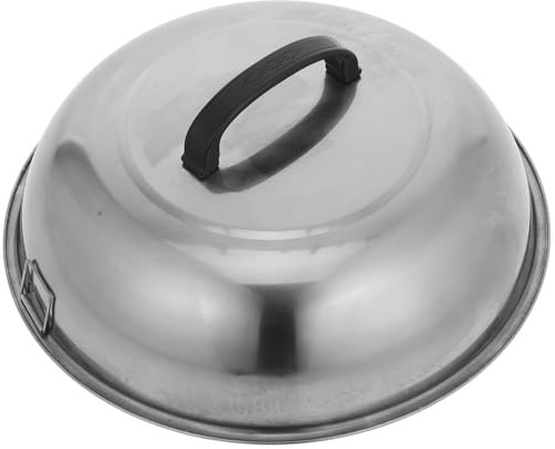 Edelstahl Pot Deckel BBQ Lebensmittelabdeckung Rundes Basteln Dampfabdeckung Grill Deckel für Flat- Ober- Brat- Grill Innen im Freien 28 cm