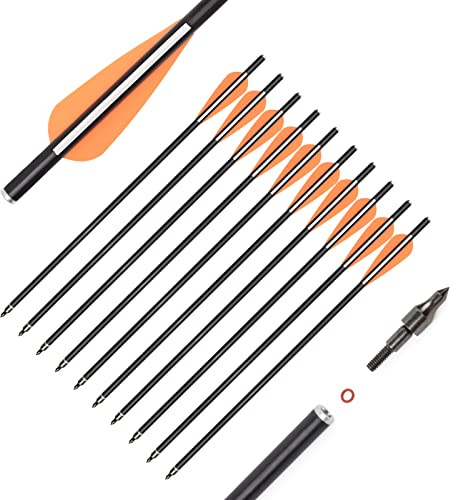 12 Stück Armbrustbolzen Armbrust Pfeile 14 16 Zoll Archery Fiberglass Bolzen mit 3 Zoll Flügel ersetzt Pfeilspitzen für Armbrust Jagd