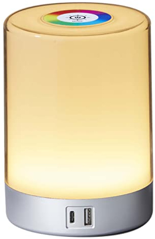 Northpoint LED Tischleuchte Tischlampe mit Touch-Taste Dimmfunktion Farbwechsel Ladeports Memoryfunktion Abschaltautomatikfinktion (Silber)