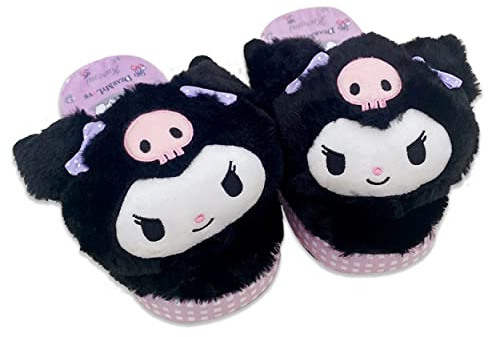 Roffatide Pantofole a forma di anime, in peluche, aperte sul retro, per interni, con suola in gomma, da donna, C, 35.5/40 EU