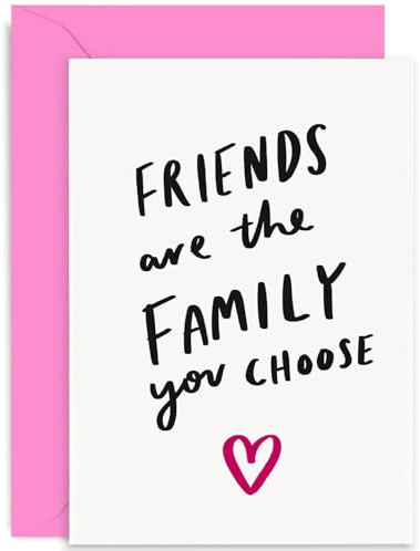 Old English Co. Friends Are Family You Choose Karte – Thinking of You Karte – Niedliche Freundschaftskarte für BFF beste Freundin – Trauerkarte | Innenseite blanko mit Umschlag