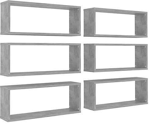 vidaXL Mensole Parete a Cubo 6pz Grigio Cemento 60x15x23cm Multistrato