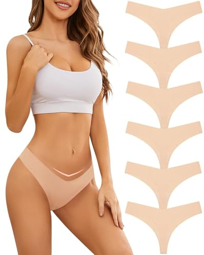 Domee Tangas sans Couture String Invisible Bikini Culotte Femme Lot de 6 String Teint S