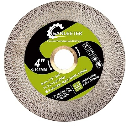 SANLEETEK Disque Diamant Carrelage 105mm Lame pour Porcelaine Carreaux de Céramique Marbre Pierre Artificielle avec Bord en Maille X Double Face