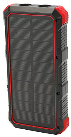 Solcells powerbank 36800mAh, Dammtät bärbar solarladdare 5V 3A för camping, vandring, resor och nödsituationer röd