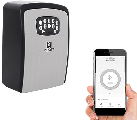 RESET-104 Bluetooth Schlüsseltresor – wetterfester, stabiler Schlüsselsafe aus Metall, beleuchtete Tastatur, voreingestellter 6-stelliger Code, änderbar auf 8–10 Stellen, Außen-Schlüsselbox