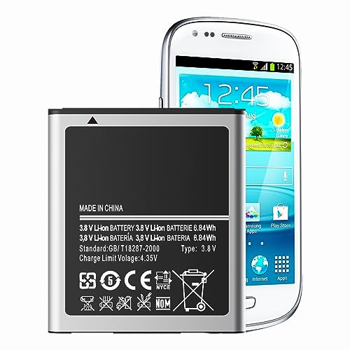 Akku für Samsung Galaxy S3 Mini, [𝟏𝟖𝟎𝟎𝐦𝐀𝐡] Ersatzakku mit hoher Kapazität für Galaxy S3 Mini GT-i8190|Ace 2 GT-i8160|S7568|S Duos GT-S7562|S7568