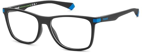 POLAROID Brille mit Sehstärke für Herren optional mit Sonnenbrillentönung oder Blaulichtfilter, Rechteckig, gefertigt aus Öko Co-Polyester (inklusive Brillenetui)
