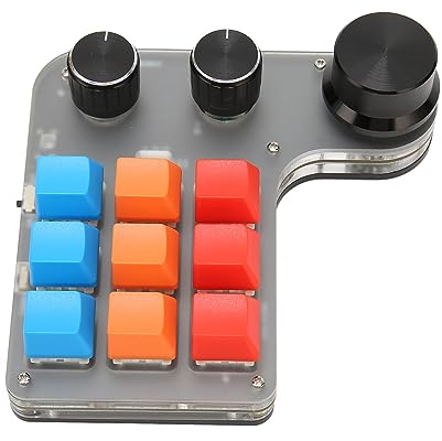 Sxhlseller Mini Clavier personnalisé 9 Touches 3 Boutons rétroéclairé RVB Programmable pour Logiciel de Jeu sur Ordinateur