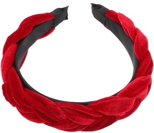 Luxshiny Geflochtenes Haarband Für Damen Und Mädchen Breites Haarreif Aus Samt in Weinrot Leichtes Haaraccessoire Für Alltag Styling Und Geschenk