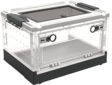 Terrarium für Reptilien und Amphibien, Reptilien Terrarium Box mit Belüftungsloch, Transparente Kunststoff Reptilienzuchtbox für Eidechsen Spinnen Frösche Igel Hamster, Tragbarer Reptil Fütterungsbox