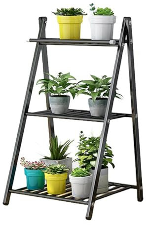 Supporto per piante a 2/3 livelli, in acciaio inossidabile, scaffale a scala per fiori per esterni e interni, mensole angolari, espositore per piante per soggiorno, balcone, patio, giardino (tre