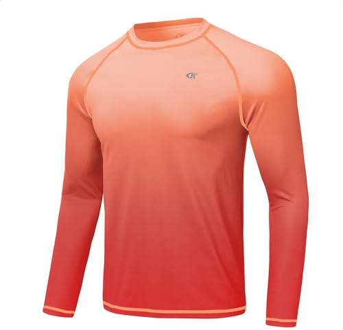 Huayuzh Rashguard T-shirt anti-UV à manches longues pour homme Séchage rapide Respirant Surf Pêche Randonnée, 5-orange, L