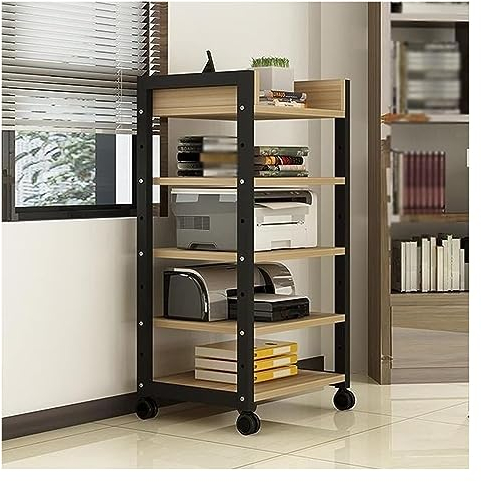 IRYZE Druckertisch 5-stöckiger Druckerständer Aus Holz, Moderner Druckerwagen, Mobiles Druckerregal Mit Stahlrahmen Für Das Heimbüro Drucker Regal Drucker Ständer (Color : B, Size : 50 * 40 * 100cm)