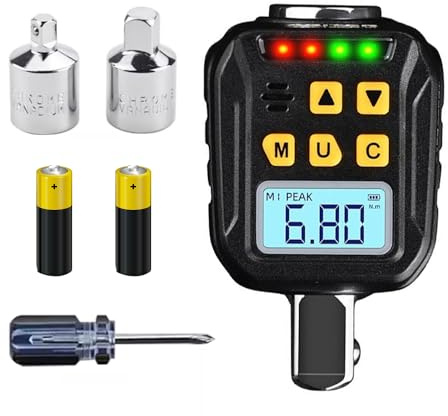 Mulcort Digital Torque Meter Digital Backlight Display Wrench Torque Tester Two Working Modes Adjustable Four Units Switchable with Sound Light Alarm Function