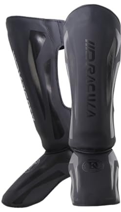 ForceRoute Shin Guards Muay Thai,Schienbeinschoner Kickboxen,Box Schienbeinschoner,Gepolsterte,Schienbein Schutz,Leichte,Verstellbare,Leder,Mit Spannschutz,FüR Muay Thai Und Weitere Kampfsportarten