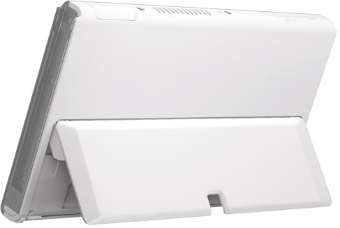 eXtremeRate Backplate&Ständer für Nintendo Switch OLED Konsole, DIY-Ersatz Rückgehäuse Back Shell & Lautstärke/Power Taste & Kickstand Case Umbau Zubehör für Switch OLED Console-Schnee Weiß