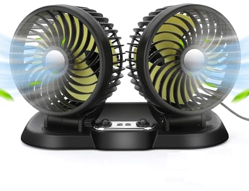 Teramo led Ventilatore USB Doppia Testa Rotazione 360° per Auto Ufficio