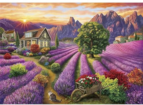Aimaor Malen Nach Zahlen Erwachsene,Lilane Blumen Paint by Numbers Adult Bastelset Malen-Nach-Zahlen Kinder Anfänger Leinwand Kreativ Set DIY Set Malen nach Zahlen（DIY Frame） 50x65cm