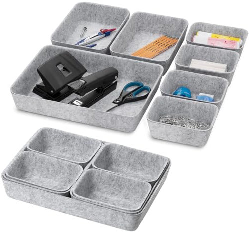 Bangbobi Set di 7 pezzi di feltro organizzatore per cassetti 3 misure per cassetti autoprogettati - Tieni in ordine i cassetti e la toeletta con i vassoi in feltro