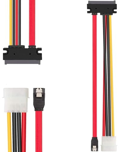 AYMBH SATA Data Power 2-in-1 Cable 22Pin (7+15) Male-to-Female Extension – 40cm Durable High-Speed Combo for Hard Drive, Motherboard, and PC Modding – Flexible and Wear-Resistant