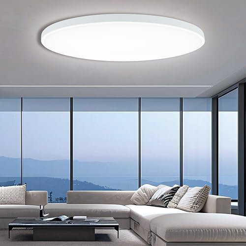 EACLL Deckenlampe LED Deckenleuchte Ø30CM 24W 6000K, 2700LM, IP44 Rund Kaltweiss, Modern Decke Lampe Schlicht Weiß, Nicht Dimmbar, für Schlafzimmer Flur Keller Balkon Bad Küche Kinderzimmer