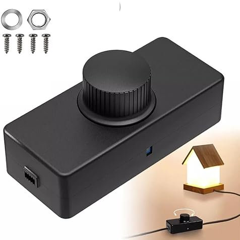 TECHZOCO Potenciómetro regulador de luz con Interruptor, Dimmer LED, Interruptor regulador intensidad, Atenuador de luz, Apto para 220-240VAC/50hz, Potencia ajustable: 3-100W, Conexión por tornillo