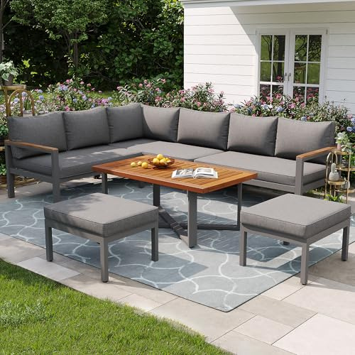 Jtyca Gartenmöbel Set für 7-8 Personen, Gartenmöbel Set für Garten, Balkon, Terrasse, Lounge Möbel Outdoor mit Gestell Aus Verzinktem Eisen, Gartensofa Set mit Tabelle, Wetterfest Sitzgruppe Essgruppe