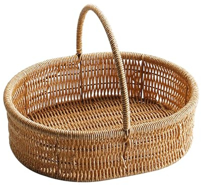 Corbeille à fruits tissée – Corbeille à en rotin | Organisateur de stockage des aliments | Paniers à fruits en osier décoratif avec poignées pour l'organisation du comptoir de cuisine