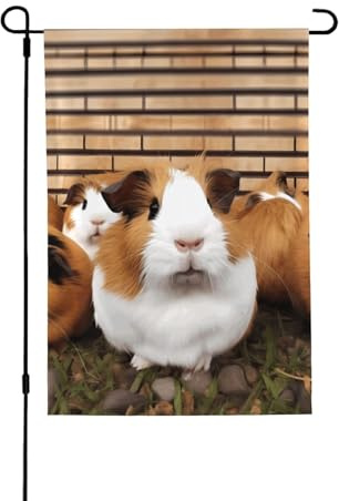 Drapeaux de jardin double face 28 x 40 pouces Petits drapeaux de cour pour bannière de vacances extérieure Drapeau de jardin cochons d'Inde Drapeaux de bienvenue en toile de jute de ferme d'été pour