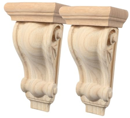 DIYEAH 2 MéNsulas De Madera Tallada a Mano Estilo Europeo Molduras Decorativas Para Estantes Puertas Y Muebles Apliques Decorativos RúSticos Para Paredes Soporte FáCil De Instalar