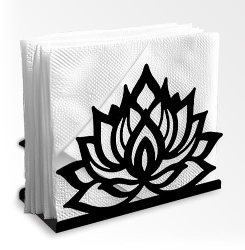 Doodlream Dekorativer Serviettenhalter Aus Schwarzem Metall Mit Lotusblume Für Den Tisch Serviettenhalter In Blumenform Für Zuhause Küche Restaurant Picknick Party Kaffeebar Esszimmer