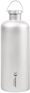 SILVERANT Bouteille en titane, bouteille de camping ultralégère avec housse isotherme et fermeture à boucle à clip pour les randonnées en plein air et le sport (600 ml – ouverture étroite)