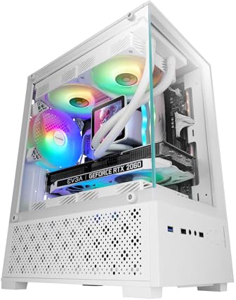 Mars Gaming MC-SE2, Caja Gaming MicroATX, Cristal Templado Lateral y Frontal Sin Marco, Ventilador FRGB 120mm, Estructura de Doble Cámara, Minitorre PC Compacta con Amplia Capacidad Interna, Blanco