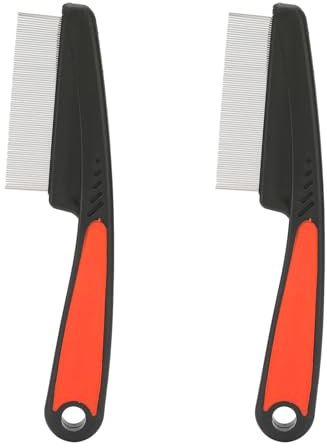 2PCS Flohkamm für Hunde Katzen, Feine Zähne Edelstahl Lice Flea Comb, Professioneller Kopflausentferner Haarkamm, Haustier Pflege Kamm, Kopfhautkamm für Erwachsene Haustier Und Teenage