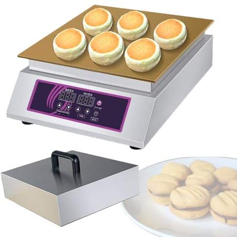 Macchina per waffle, macchina per pancake, piastra elettrica antiaderente - Temperatura regolabile 60-240℃, macchina per waffle e pancake commerciale, superficie di cottura spessa 6 mm