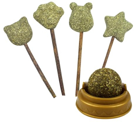 KOCKSHION Katzenminze Leckerlis 5 Stück Natürliche Katzenminze Lutscher Katzenminzenball Für Verdauung Und Zungenfitness Katzensnack Grün Für Kätzchen Und Katzen