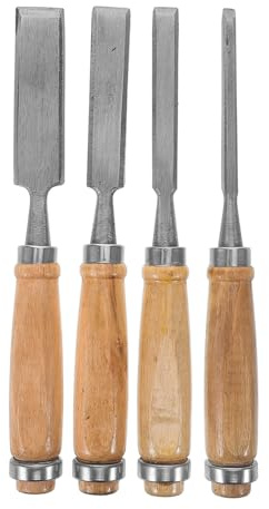 Cabilock 4piezas Cinceles para Carpintería Cincel de Punta Plana Herramientas de Grabado para Manualidades Madera para Tallado y Proyectos de Carpintería