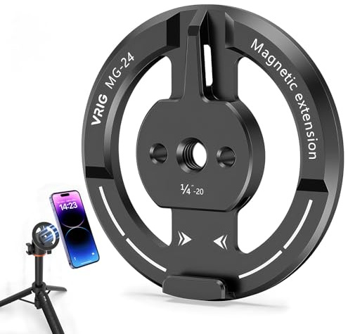 Adaptateur Universel Magnétique pour Trépied & Perche à Selfie avec Anneau Magsafe Adhésif, Compatible iPhone 16/15 Pro Max/14/13/12 et Smartphones Android (Filetage 1/4 pour Vidéo/Vlog/Selfie)
