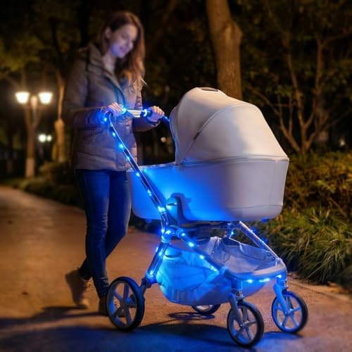 NANBEITONG Blue LED Fairy Lights 16.4 Ft Waterproof 8 Modes - Safe Travel Lighting for Stroller Light, Car, Bicycle, Motorcycle, Outdoor