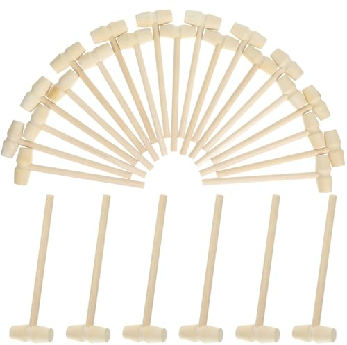 SUPVOX 20Pcs Mini Wooden Hammer Mallet Set, and Beat for Boys and, Natural Wood Material Educational Pounding for Early Development and Play