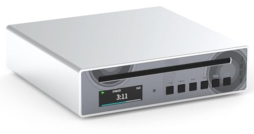 SMSL PL100PRO - Lettore CD CS43131, amplificatore per cuffie con chip DAC per decodifica Hone MQA, preanplifier CD Transport RCA/XLR/3,5 mm/4,4 mm, uscita ottica/coassiale con telecomando (argento)