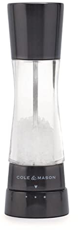 COLE & MASON Derwent Salt Grinder - Gunmetal Mill Includes Gourmet Precision Mechanism and Premium Sea Salt