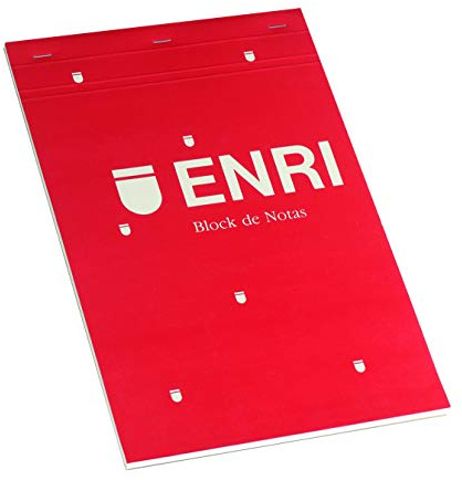 Enri, Bloc de Notas Grapado, Tapa Blanda, Cuadrícula 4x4, Formato A4 (29,8 x 24 cm), 80 Hojas Microperforadas, Pack 5 Libretas, Color Rojo