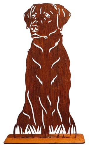 Terma Stahldesign Edelrost Hund Labrador Höhe 74cm lebensgroß Metall Gartenfigur Handmade Germany wetterfest Gartendeko Tierfigur Rostfigur Geschenk