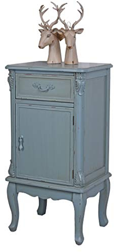 PALAZZO INT Nachtschrank „Chateau Belle“ – Shabby Chic Nachttisch aus Holz mit Handmalerei & Messingbeschlägen, ca. 88×45×36 cm – Vintage Nachtkonsole & romantische Kommode